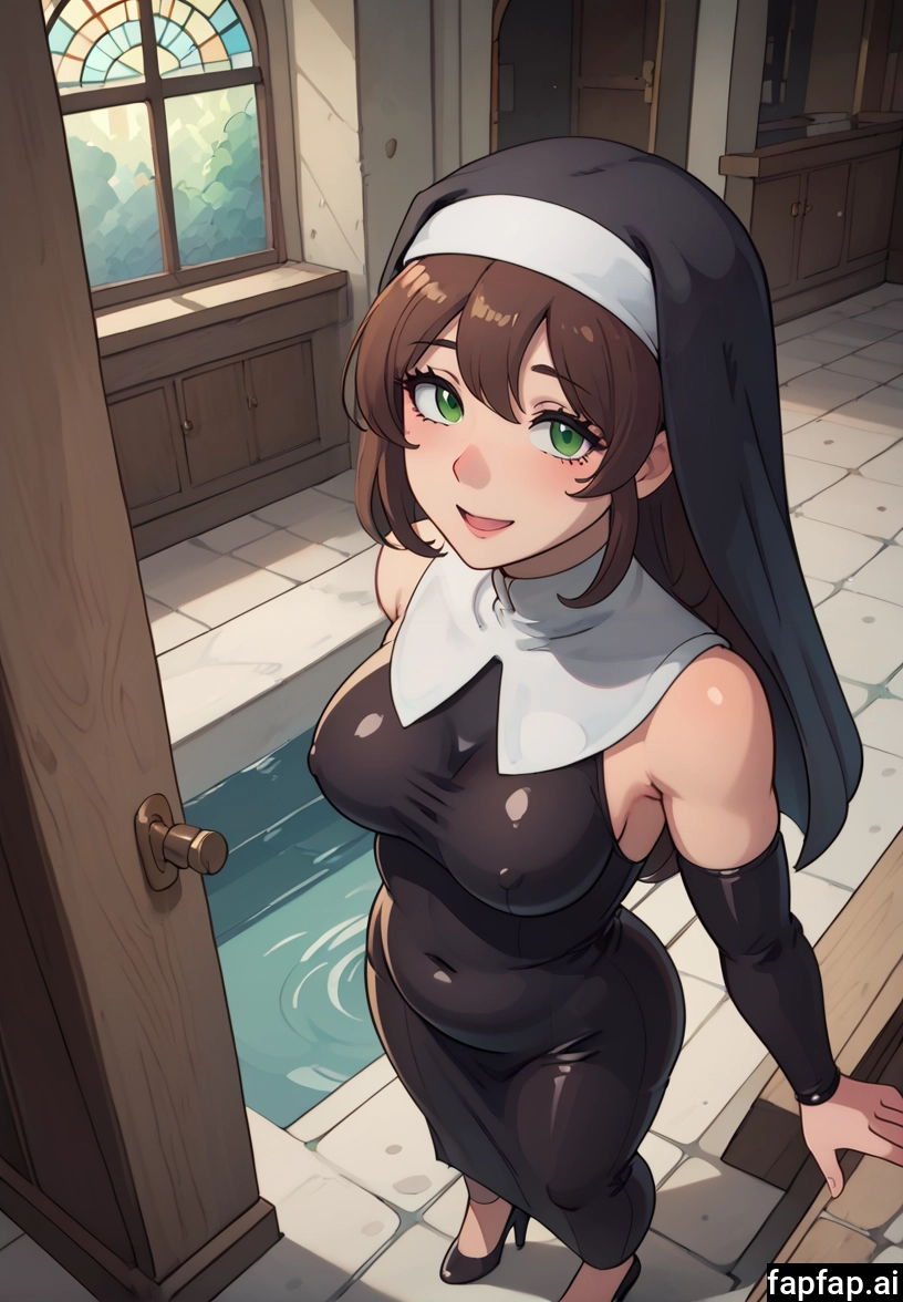 1girl, brown hair, green eyes, breasts, solo, covered nipples · Yamete.gg