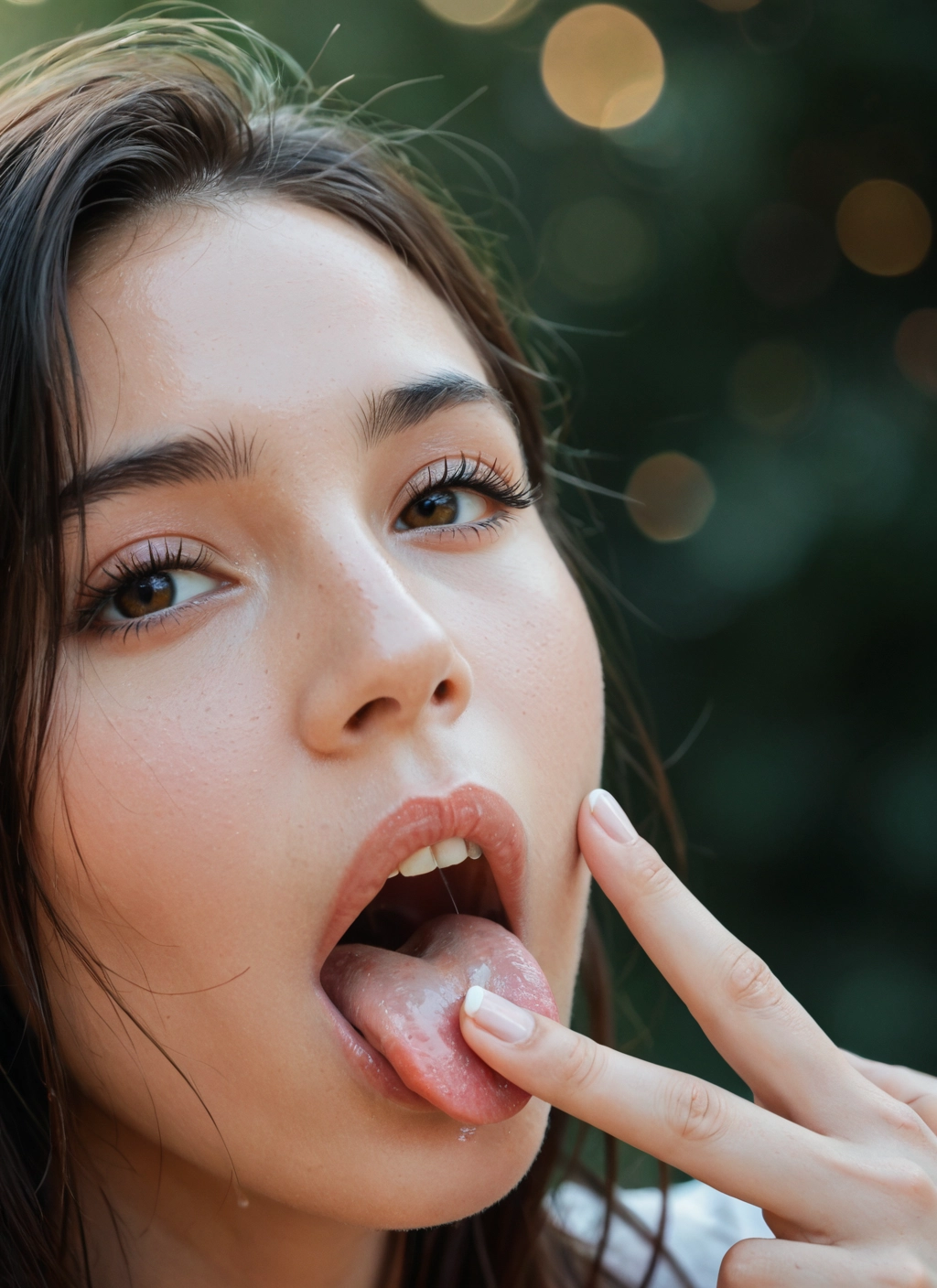 1girl, solo, tongue, tongue out, brown eyes, open mouth · Yamete.gg