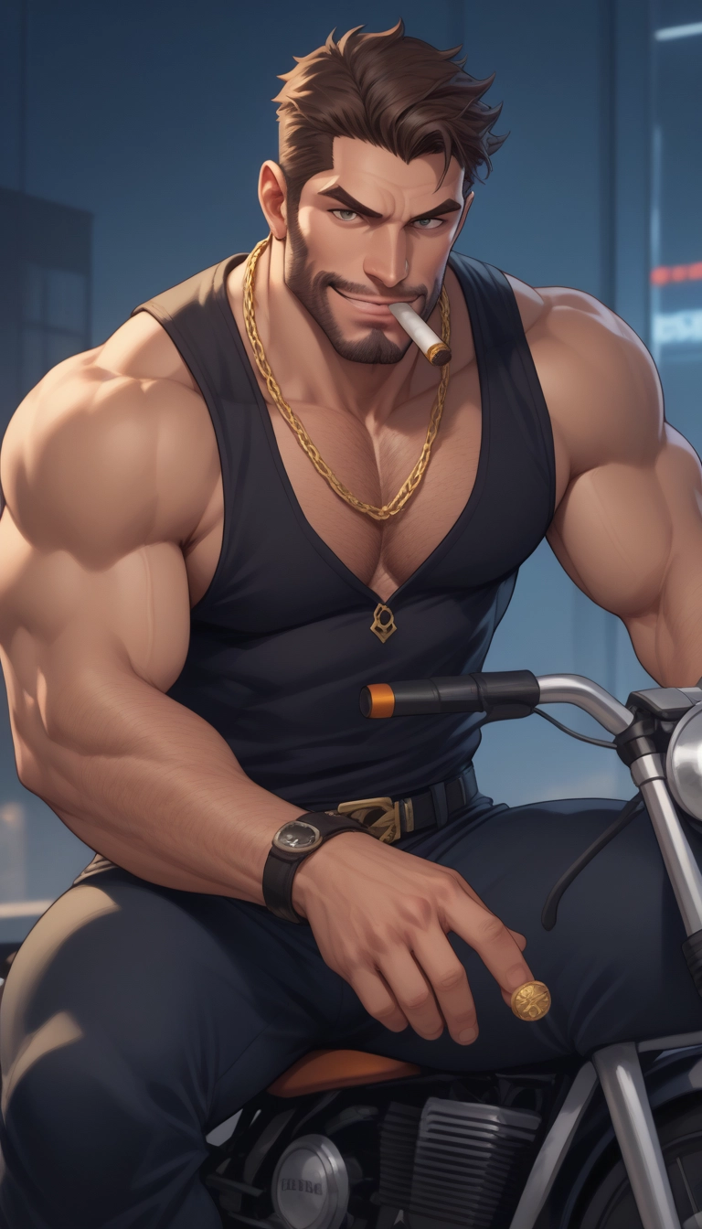 bara, male focus, 1boy, muscular, muscular male, facial hair · Yamete.gg