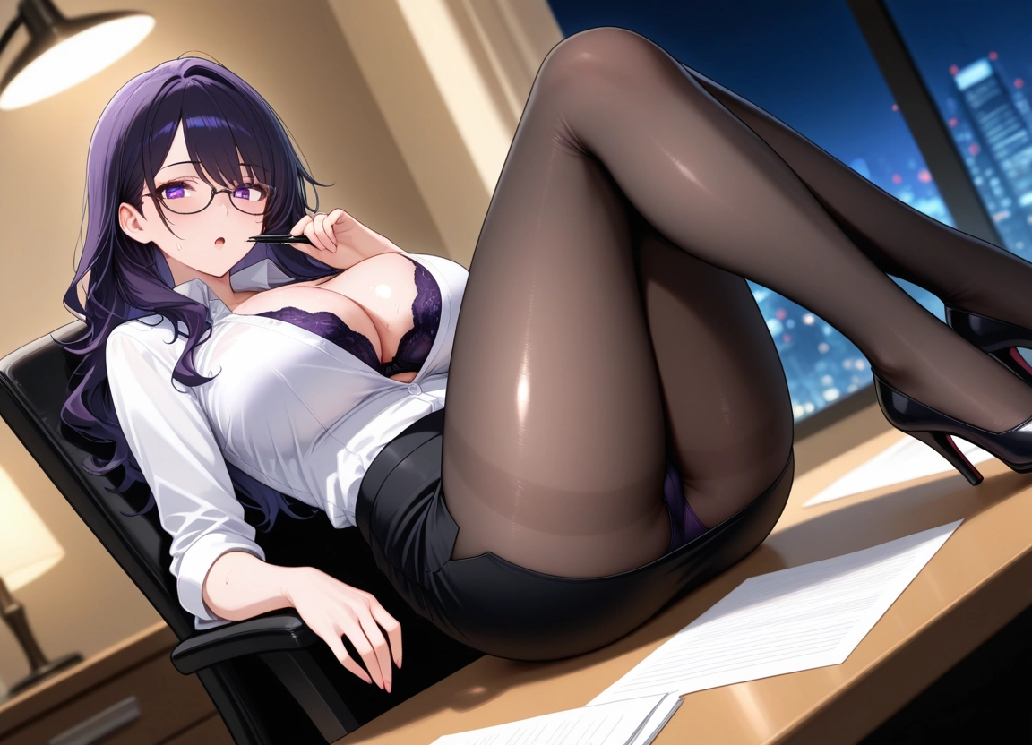 breasts, 1girl, pantyhose, underwear, bra, skirt · Yamete.gg