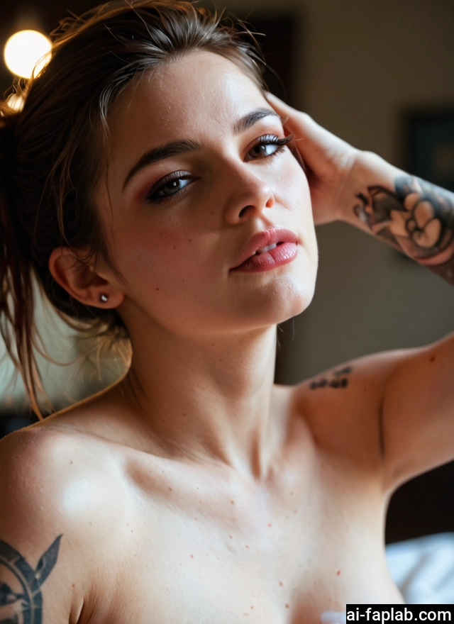 1girl, solo, tattoo, jewelry, freckles, looking at viewer