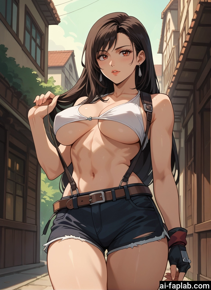breasts, 1girl, gloves, shorts, long hair, navel · Yamete.gg