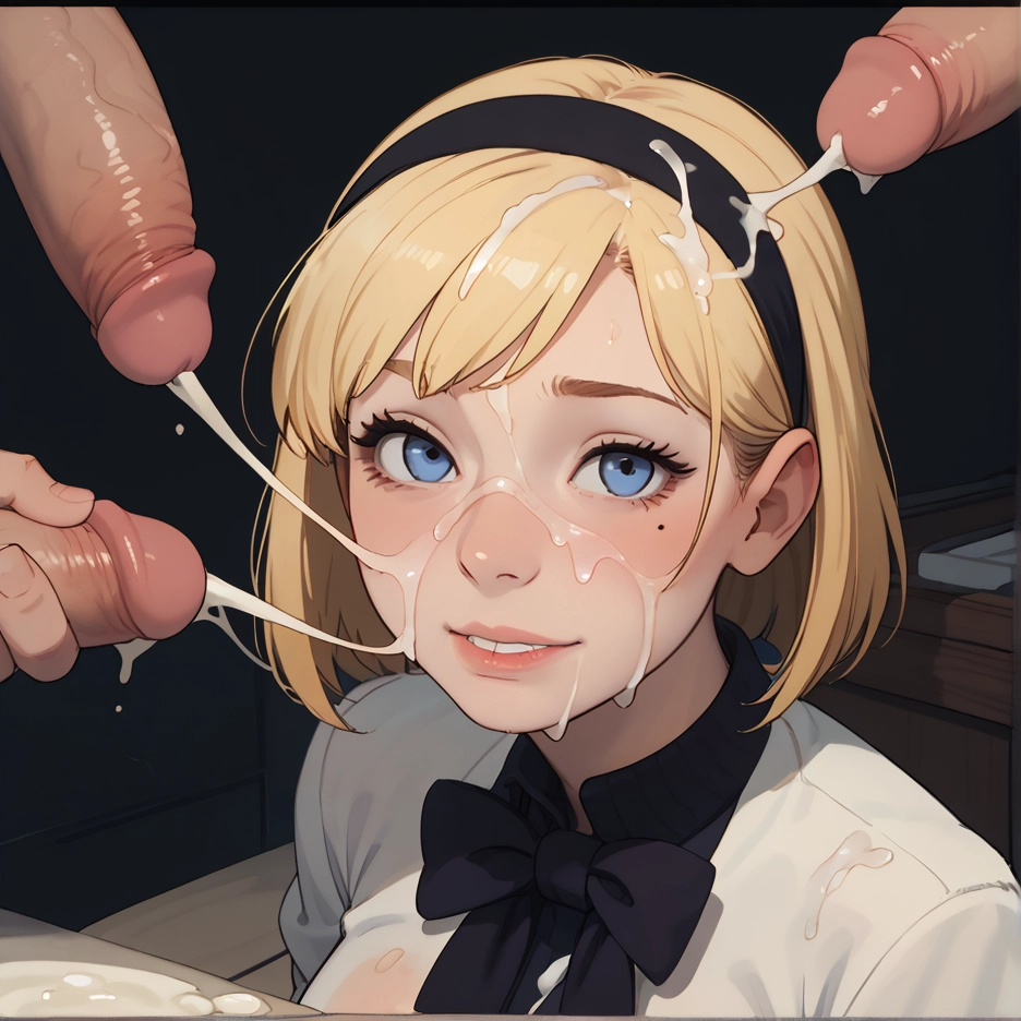 1girl, cum, penis, blonde hair, hetero, multiple boys