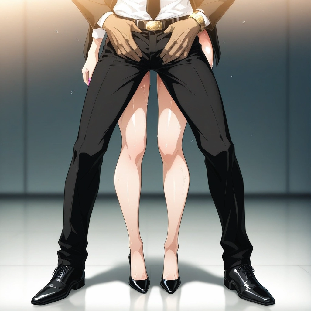 necktie, 1boy, pants, 1girl, hetero, black pants · Yamete.gg