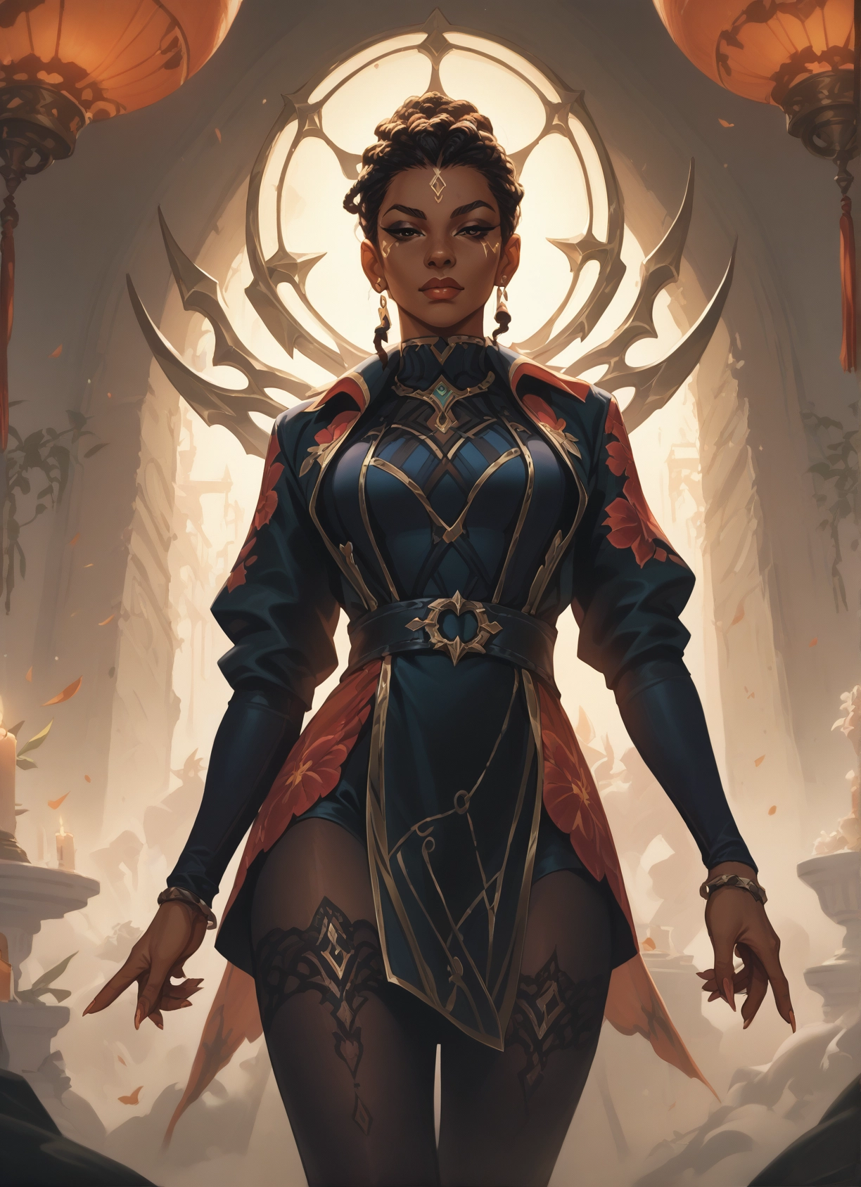 1girl, jewelry, dark skin, solo, dark-skinned female, thighhighs · Yamete.gg