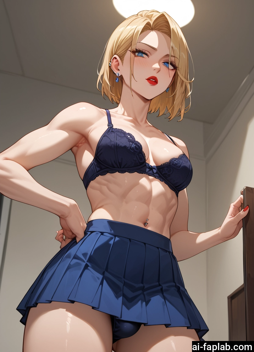 futanari, underwear, bra, skirt, panties, piercing · Yamete.gg