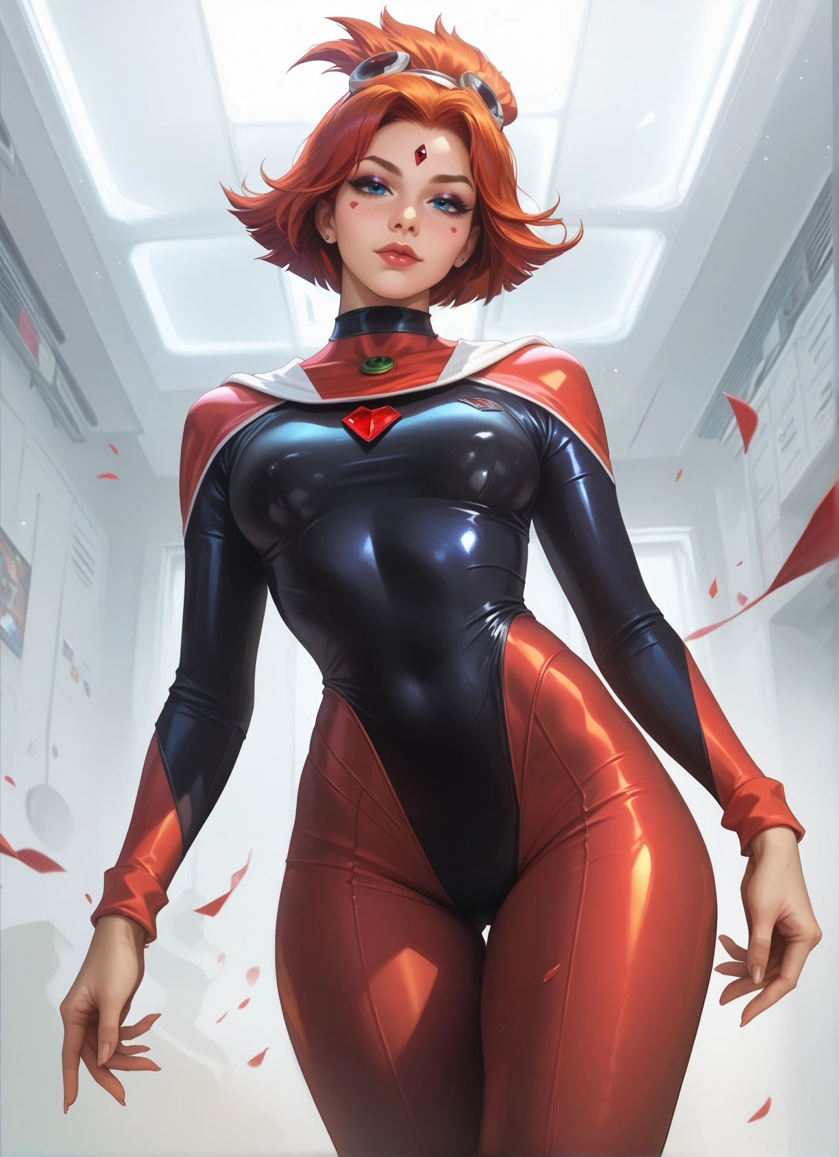 1girl, blue eyes, bodysuit, breasts, goggles, solo · Yamete.gg
