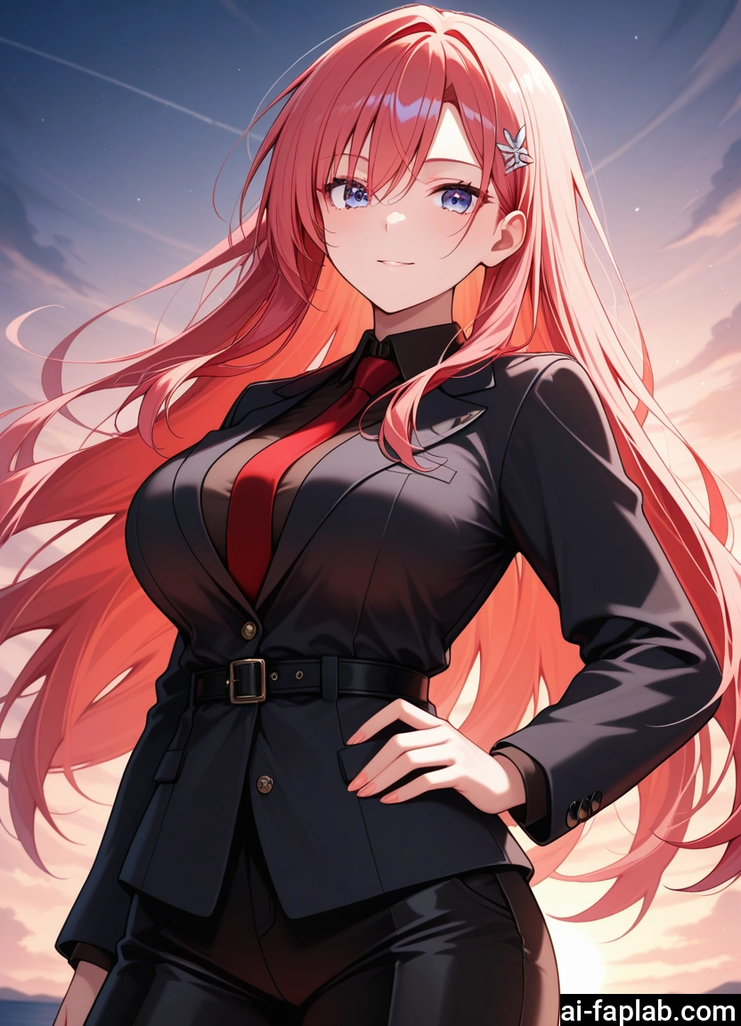 1girl, long hair, solo, breasts, necktie, blue eyes