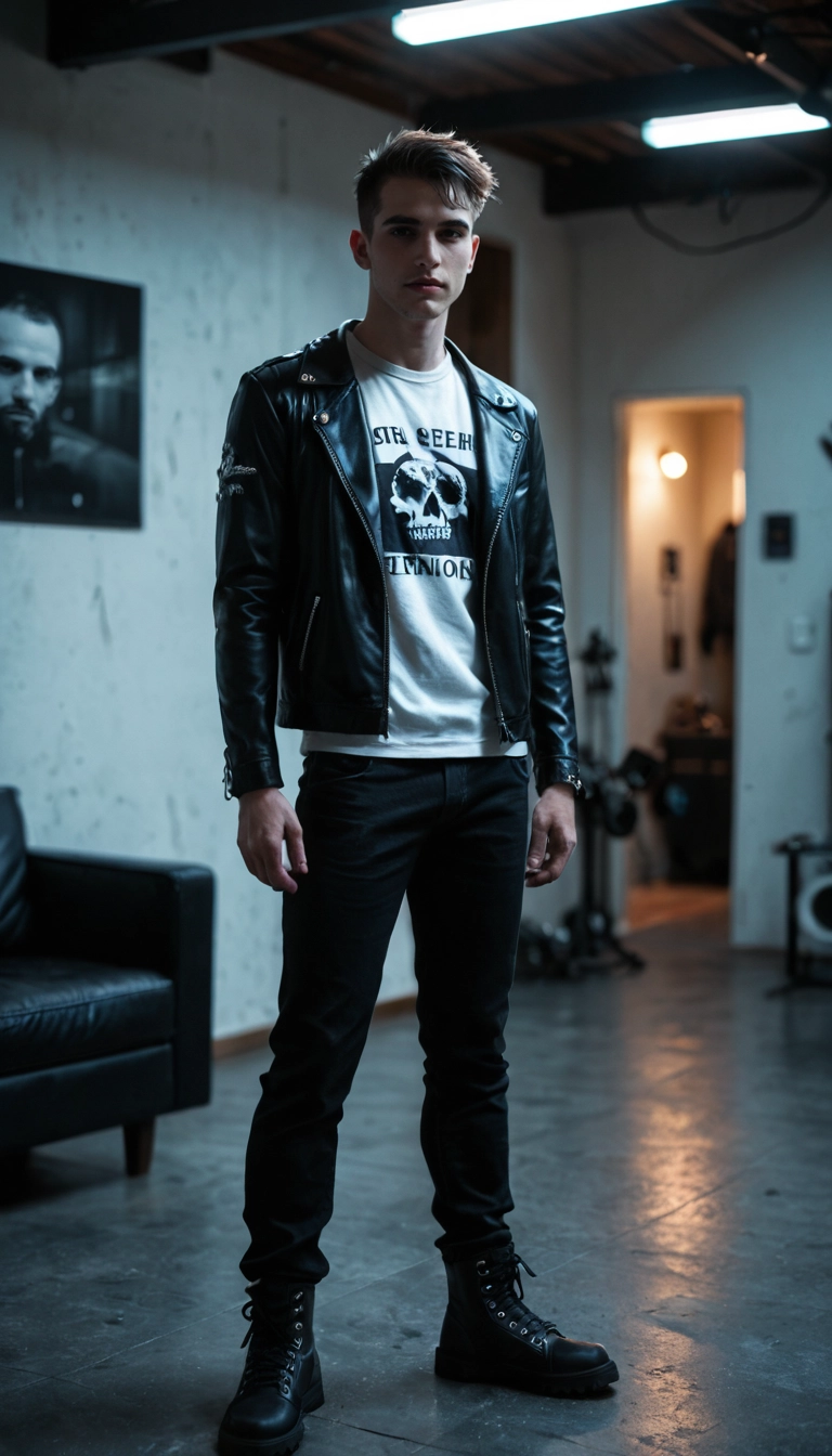 1boy, leather, male focus, solo, jacket, leather jacket · Yamete.gg
