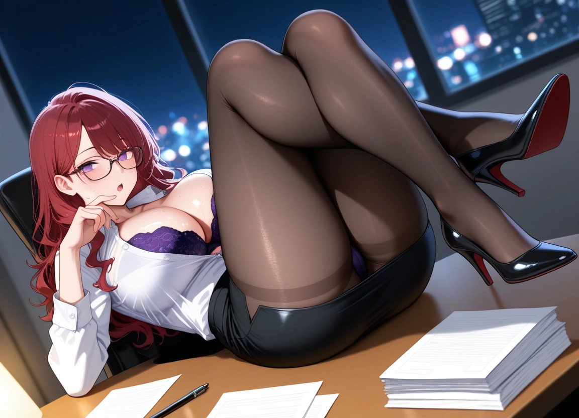 breasts, 1girl, pantyhose, underwear, bra, skirt · Yamete.gg