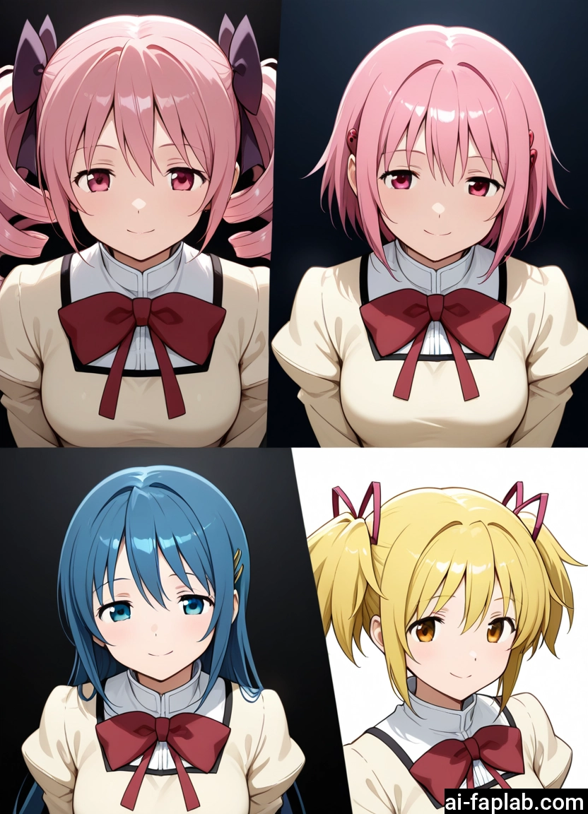 multiple girls, pink hair, blonde hair, smile, 3girls, school uniform