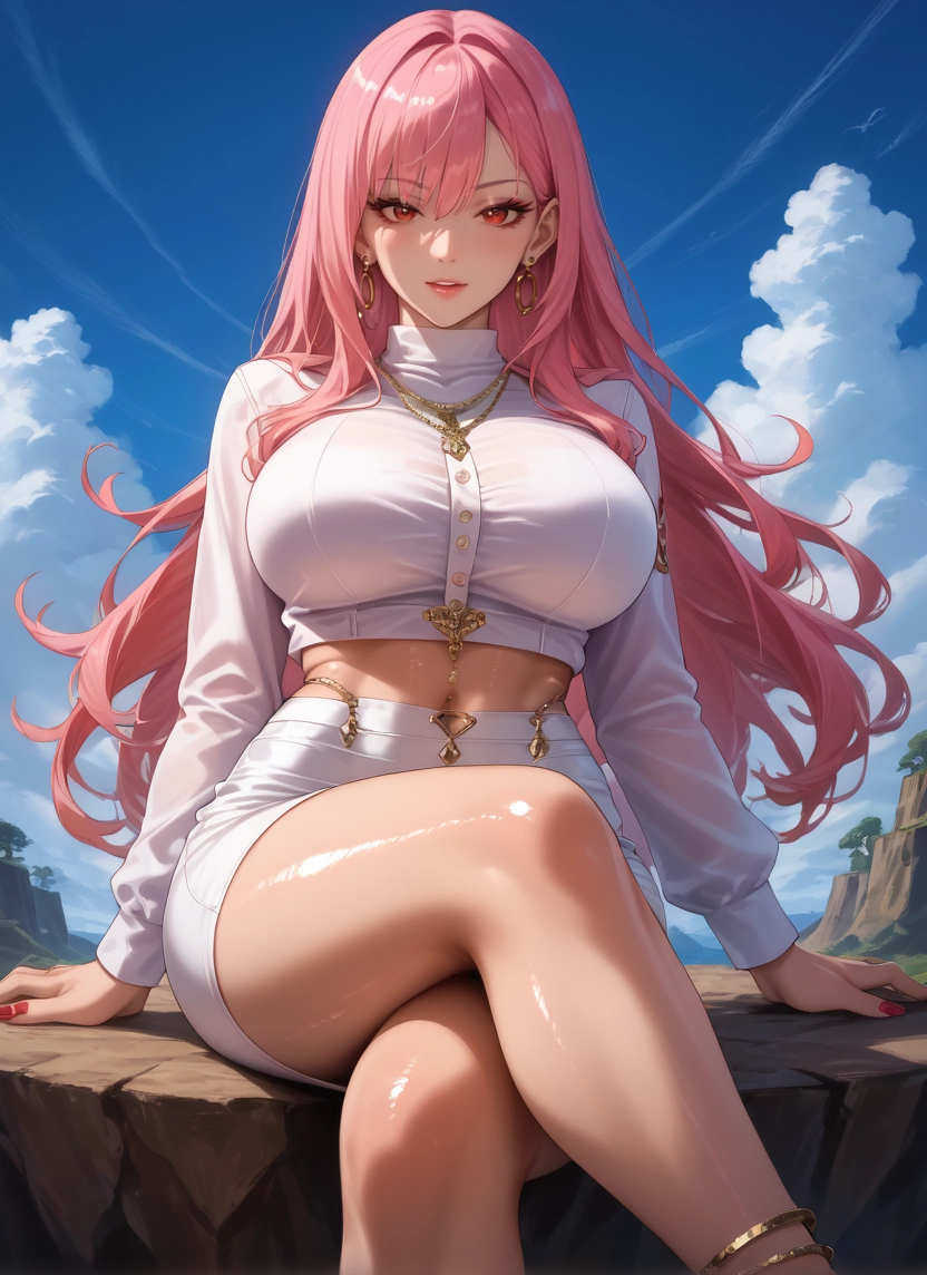 1girl, breasts, long hair, jewelry, earrings, large breasts · Yamete.gg