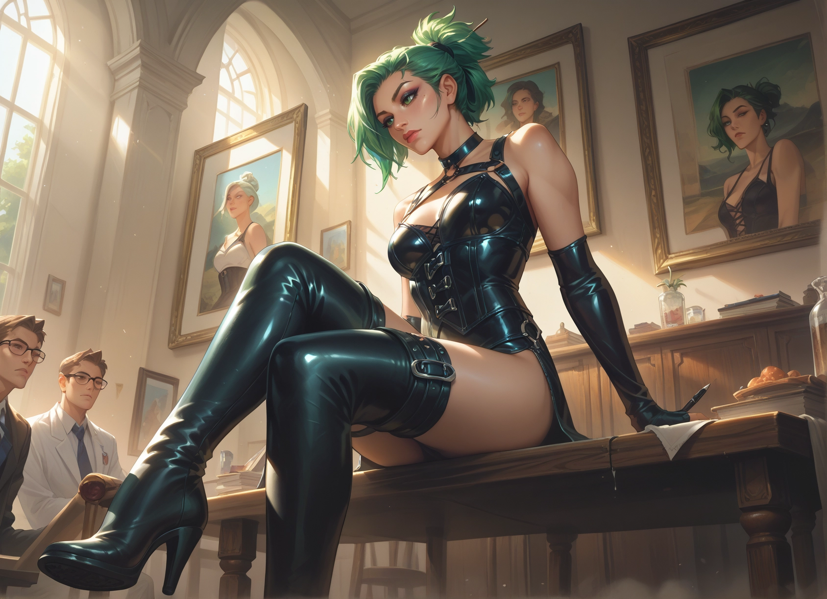 gloves, thighhighs, boots, high heels, breasts, thigh boots · Yamete.gg