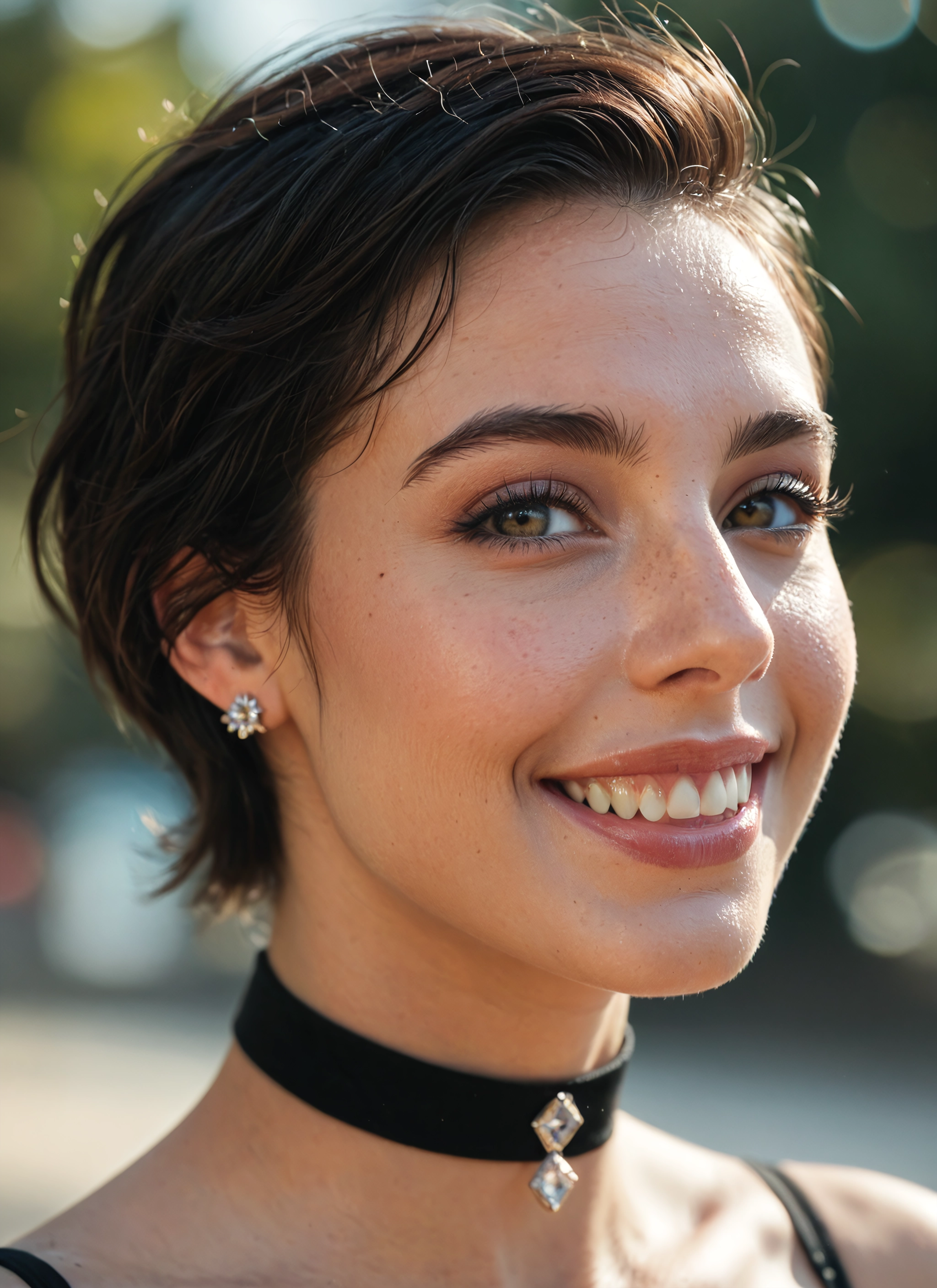 solo, 1girl, jewelry, choker, earrings, teeth · Yamete.gg