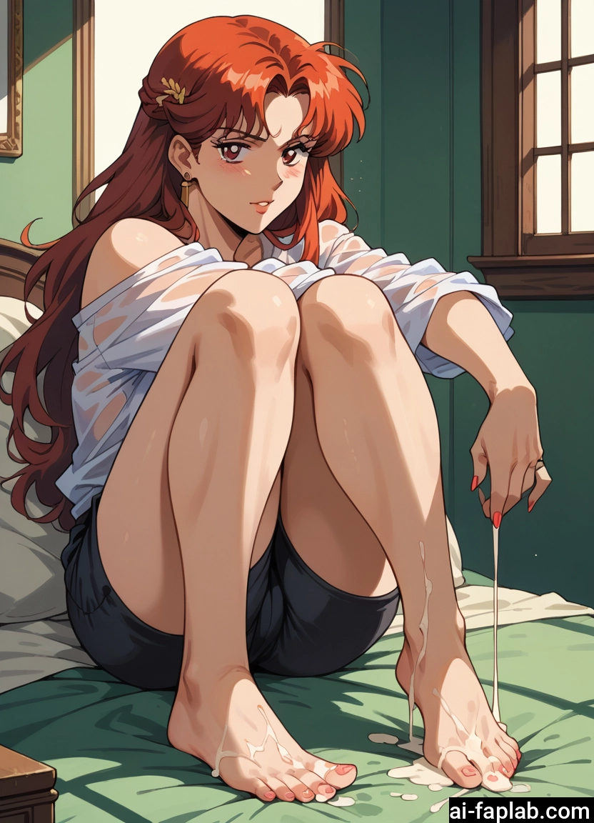 1girl, barefoot, cum, feet, jewelry, long hair · Yamete.gg