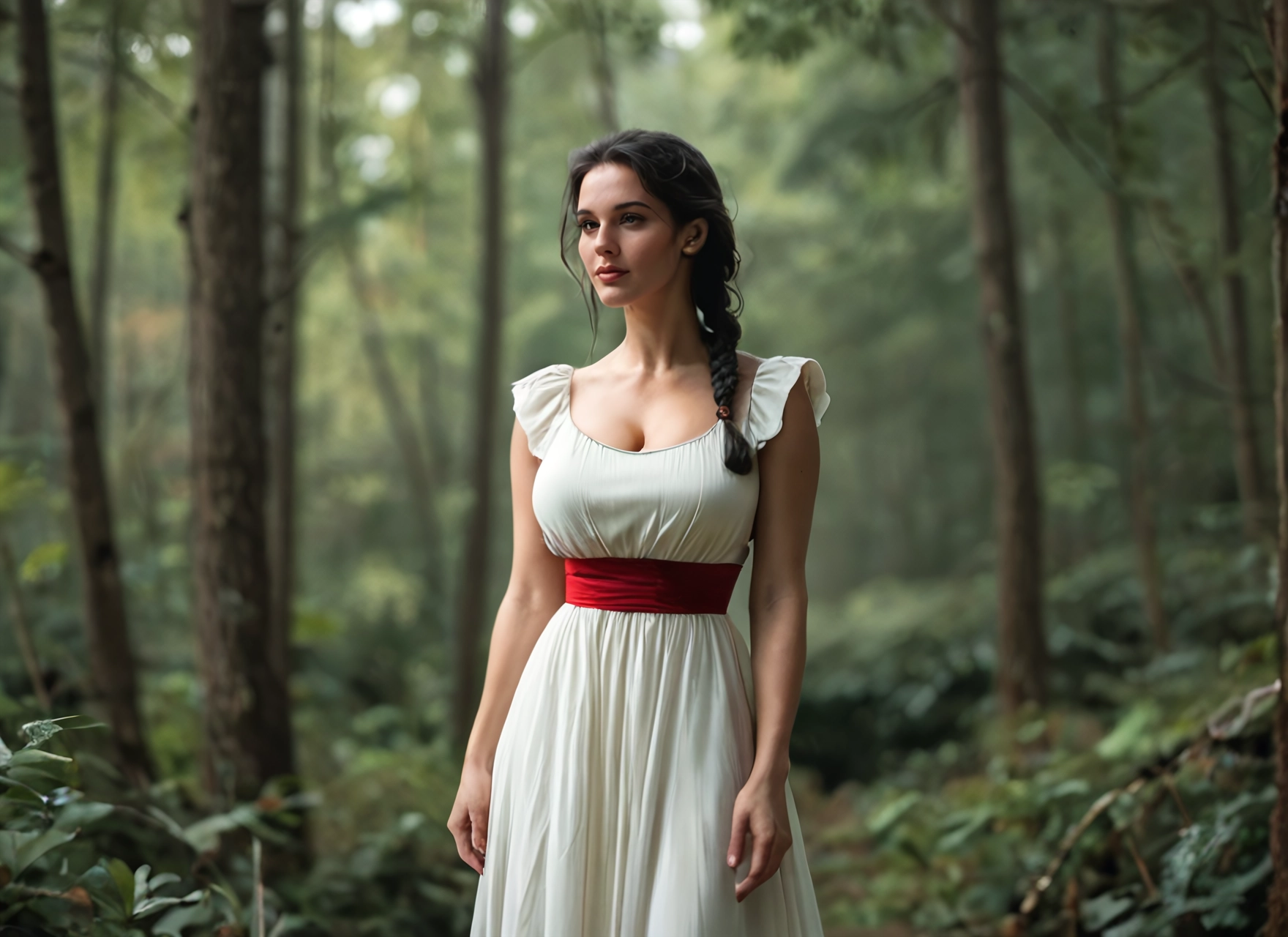 1girl, solo, dress, breasts, braid, cleavage · Yamete.gg