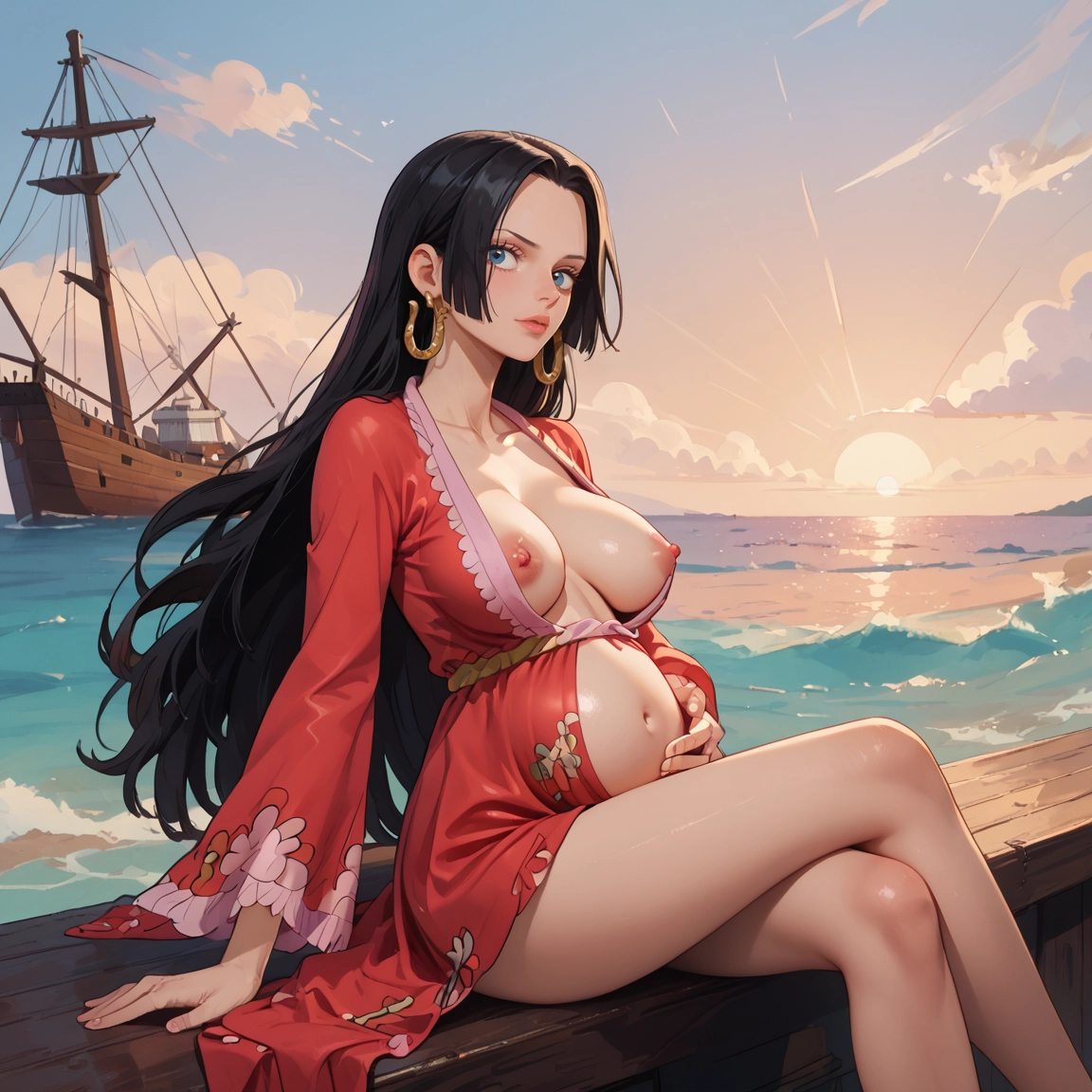 1girl, breasts, nipples, long hair, jewelry, solo · Yamete.gg