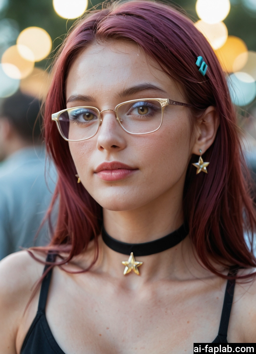 1girl, glasses, jewelry, choker, earrings, solo · Yamete.gg