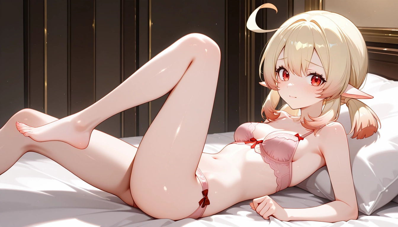 1girl, solo, looking at viewer, barefoot, breasts, lying · Yamete.gg