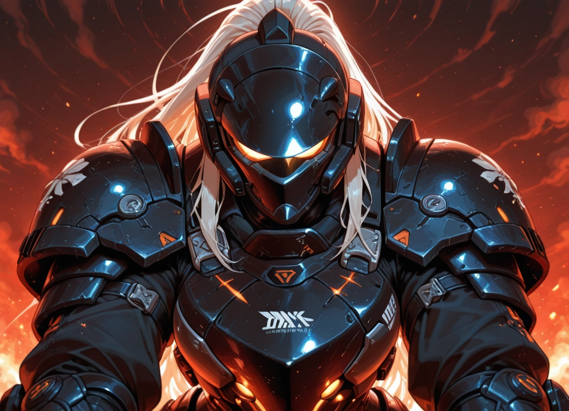 solo, 1girl, armor, long hair, helmet, glowing · Yamete.gg