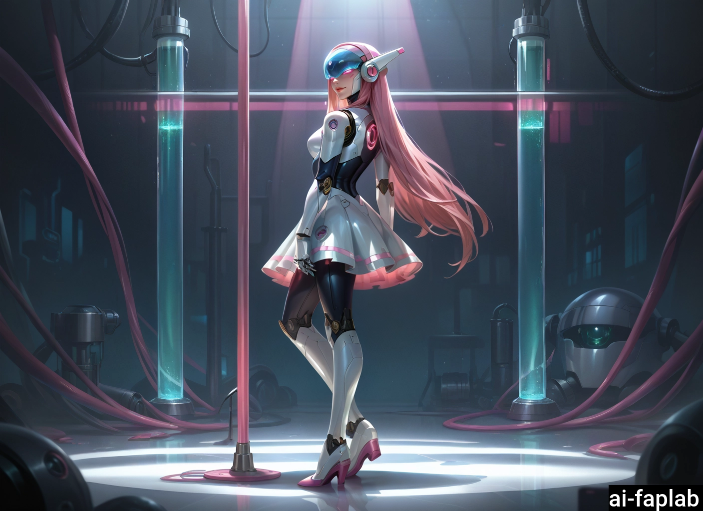 1girl, long hair, pink hair, solo, high heels, full body