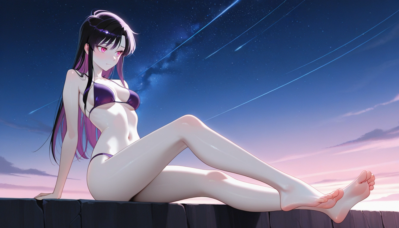 1girl, barefoot, feet, swimsuit, bikini, solo · Yamete.gg