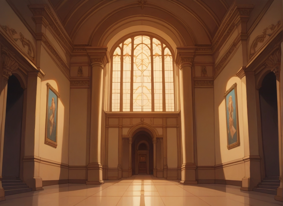 no humans, scenery, window, indoors, pillar, arch · Yamete.gg