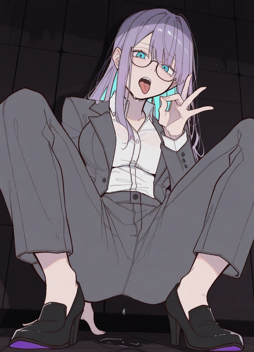 1girl, tongue, glasses, solo, tongue out, shirt · Yamete.gg