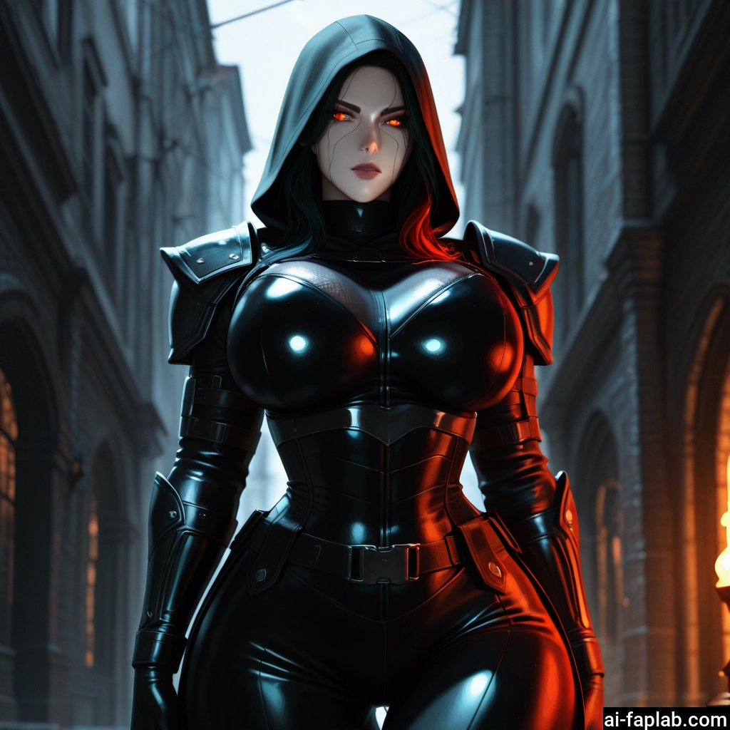 1girl, breasts, hood, solo, large breasts, bodysuit · Yamete.gg