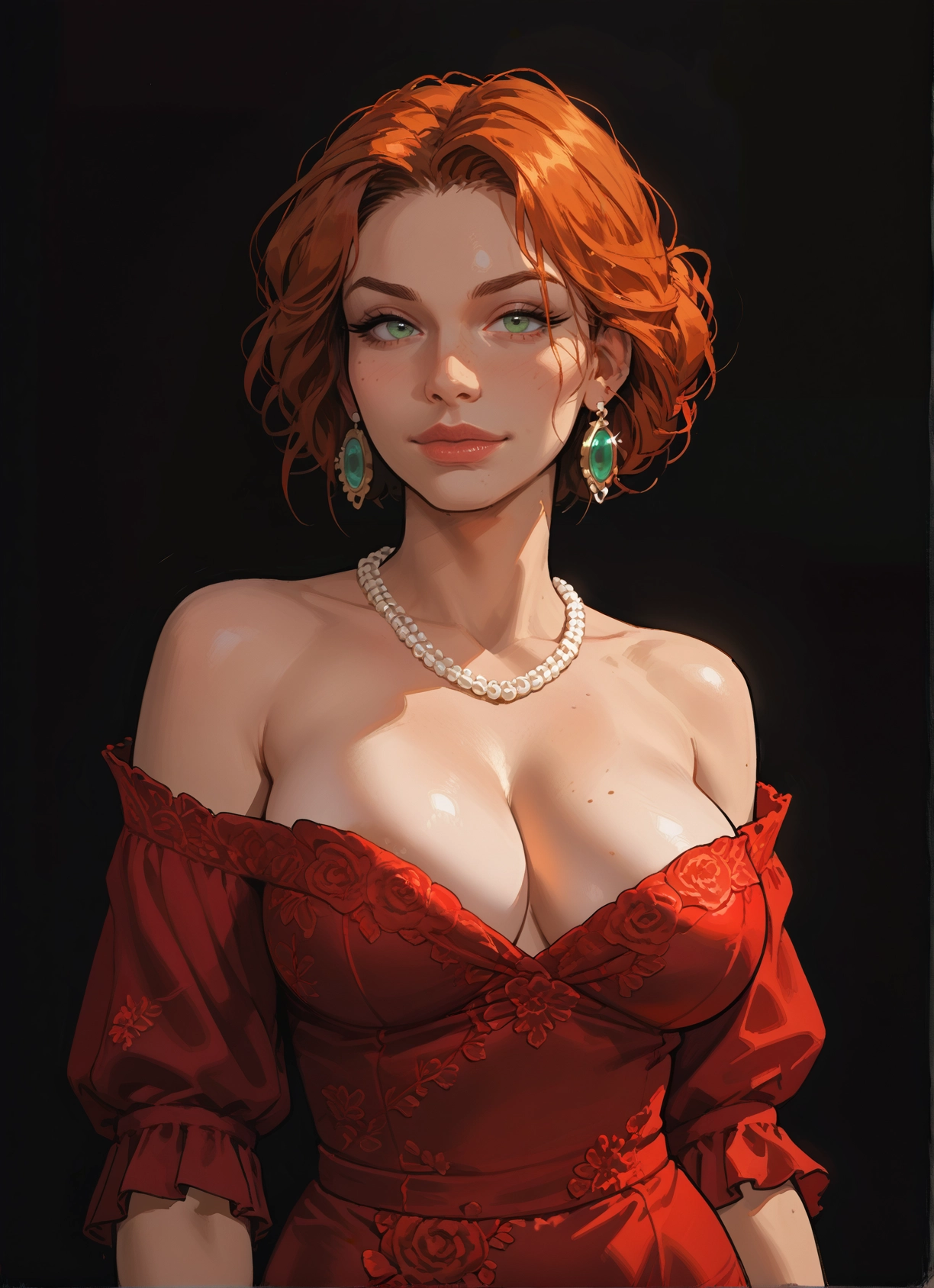 1girl, breasts, jewelry, earrings, solo, dress · Yamete.gg