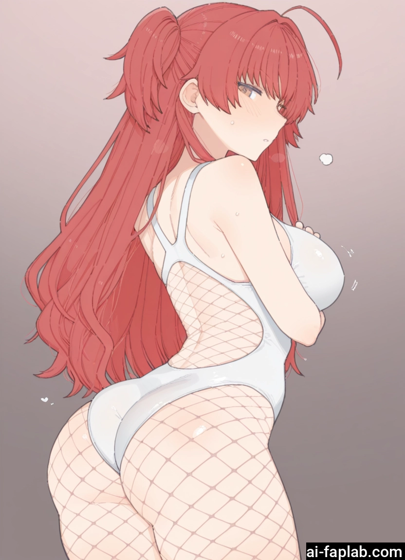1girl, ass, long hair, fishnets, breasts, solo