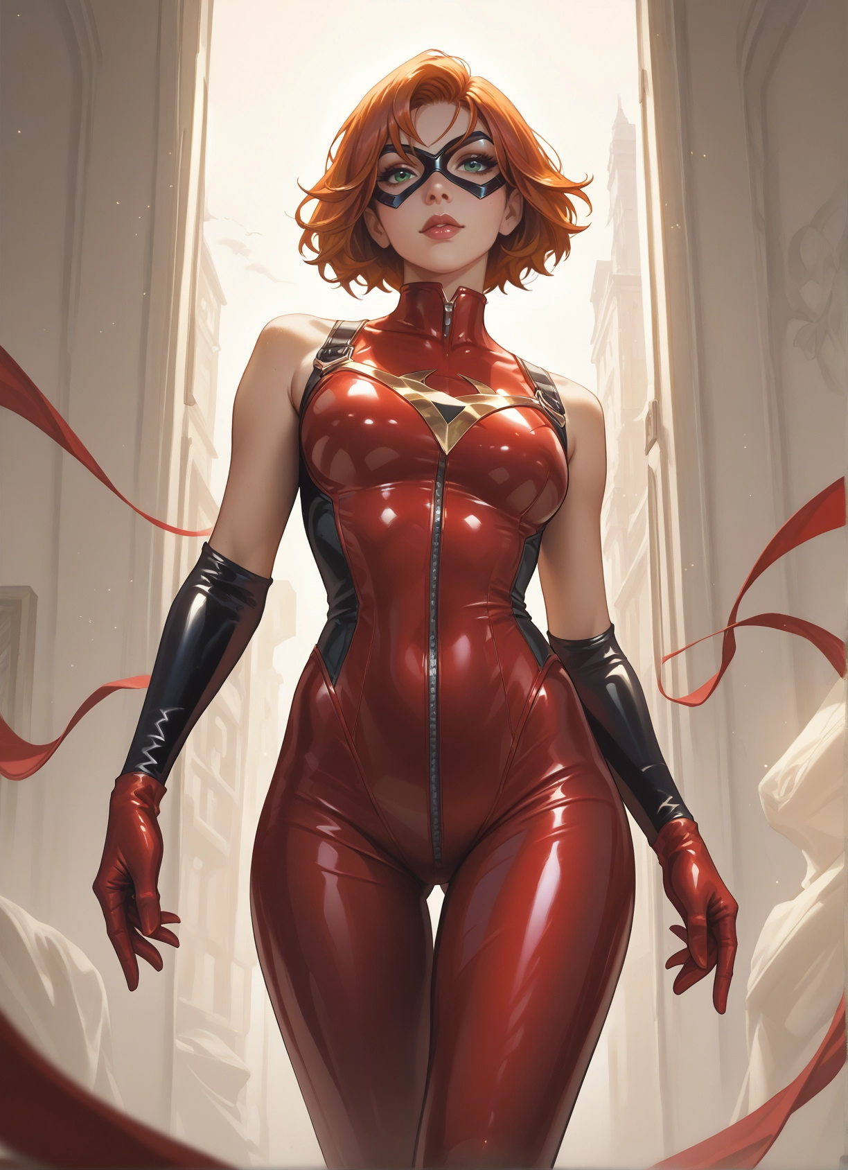 1girl, gloves, bodysuit, solo, mask, breasts · Yamete.gg