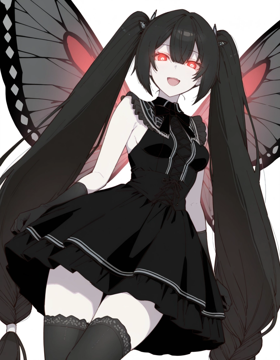 1girl, solo, red eyes, long hair, thighhighs, dress · Yamete.gg