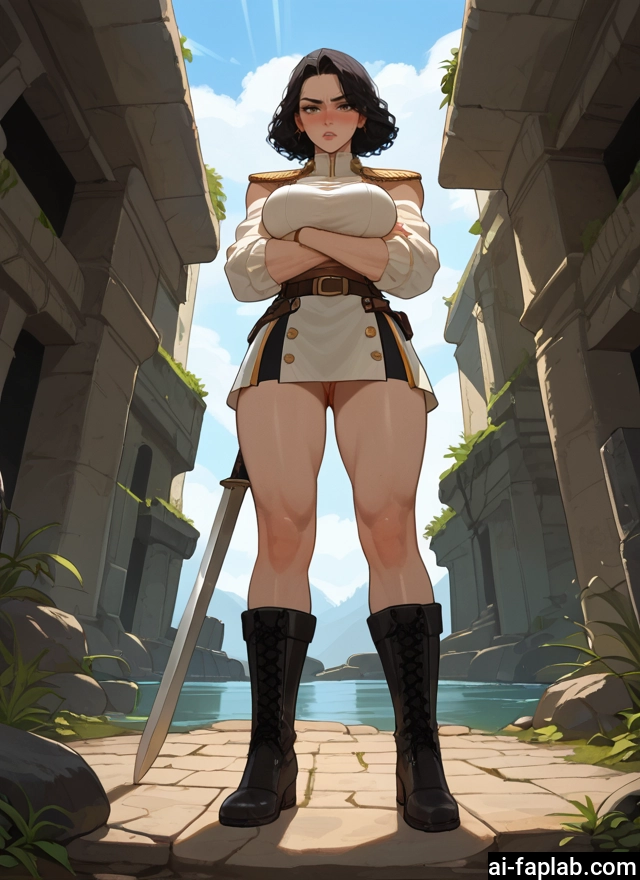 1girl, weapon, sword, boots, breasts, solo · Yamete.gg