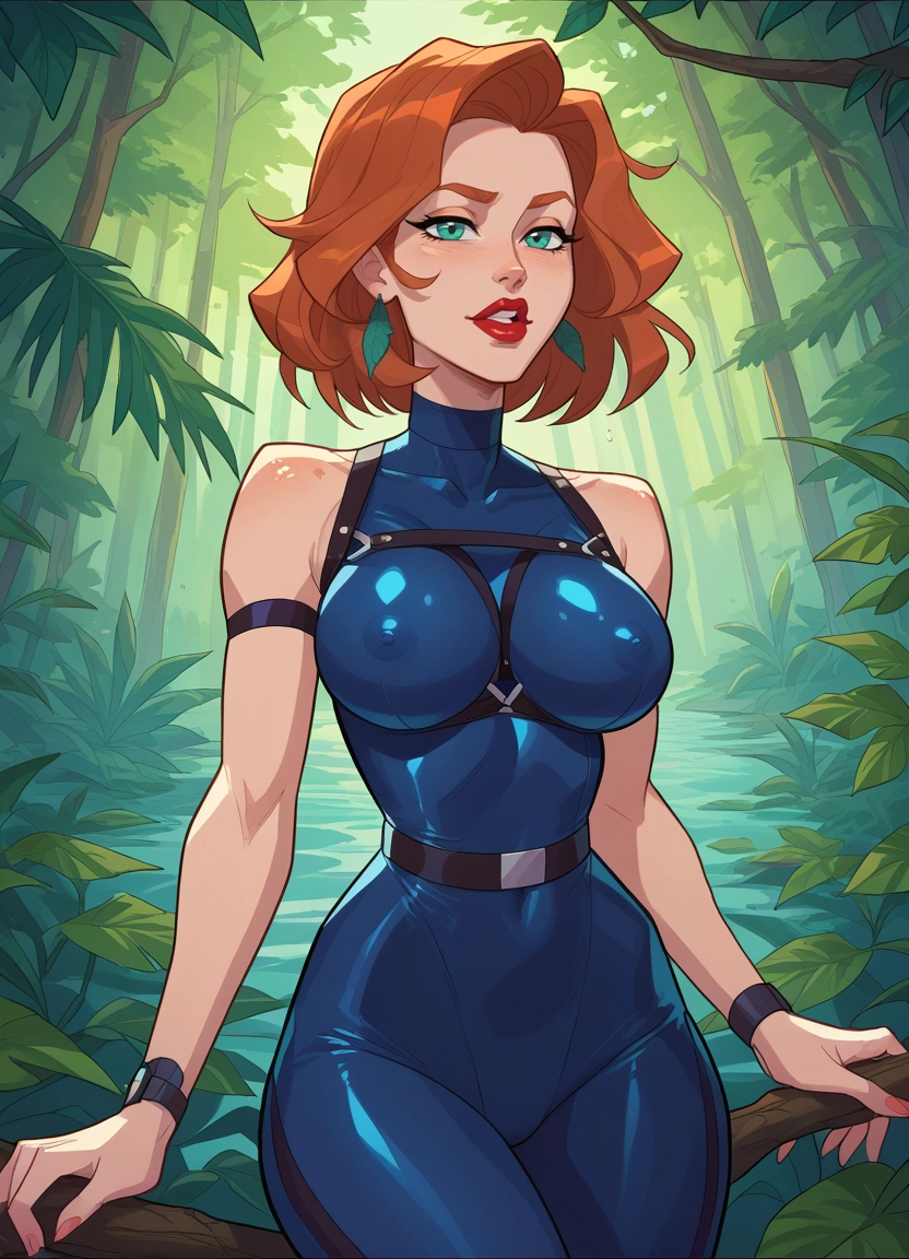 1girl, solo, breasts, red lips, nature, green eyes · Yamete.gg