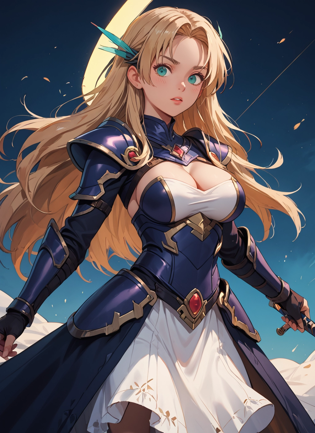 1girl, breasts, long hair, blonde hair, solo, cleavage · Yamete.gg
