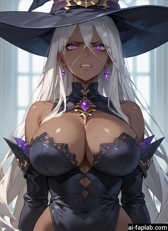 breasts, 1girl, hat, witch hat, long hair, jewelry