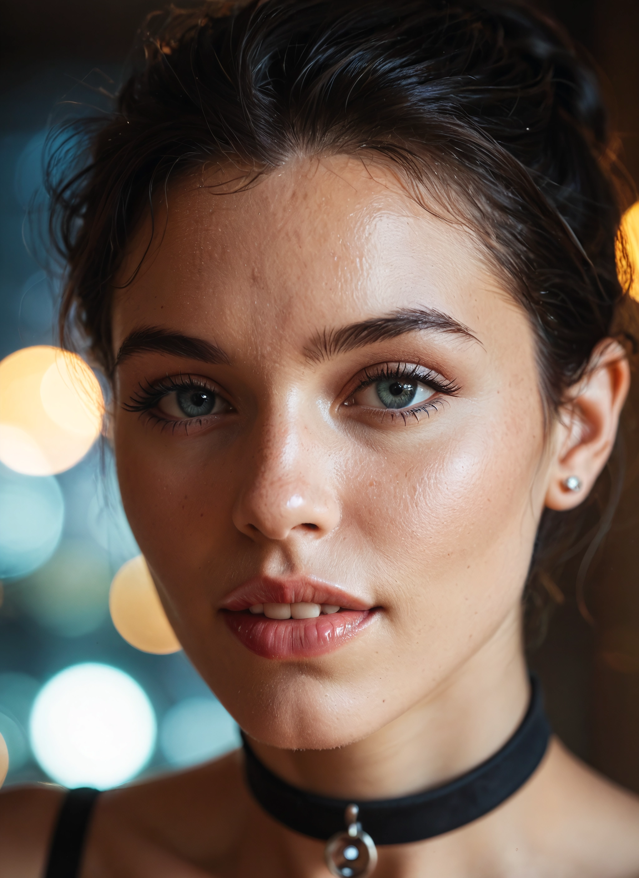 1girl, solo, choker, looking at viewer, jewelry, realistic · Yamete.gg