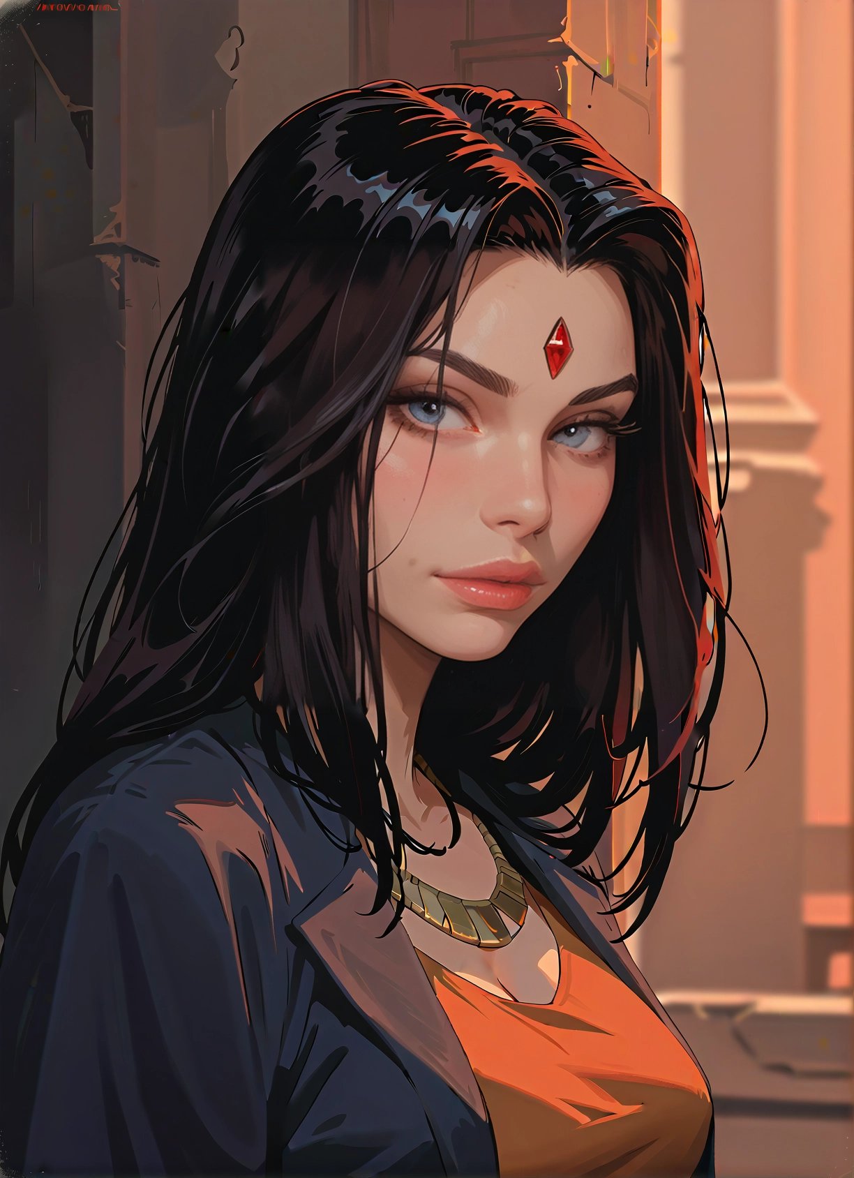 1girl, solo, jewelry, blue eyes, necklace, breasts · Yamete.gg
