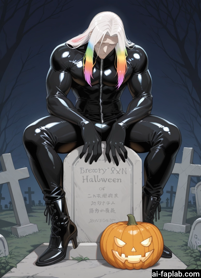 bara, 1boy, male focus, bodysuit, solo, halloween · Yamete.gg