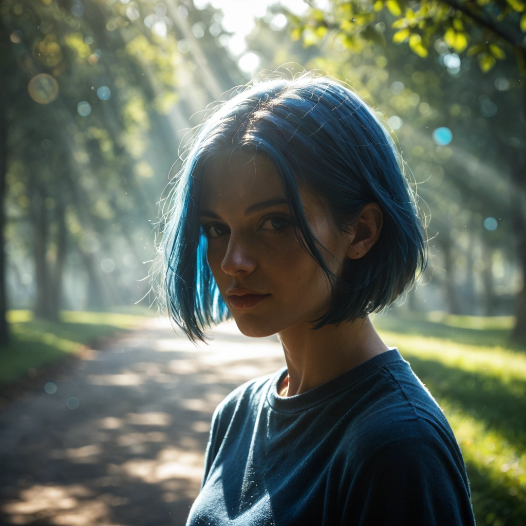 1girl, solo, sunlight, realistic, looking at viewer, blurry · Yamete.gg