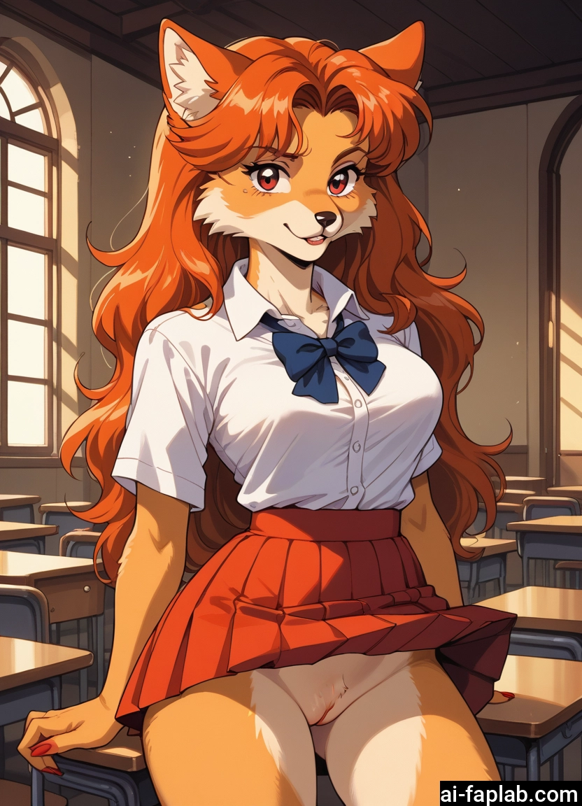 furry, 1girl, solo, skirt, furry female, pussy