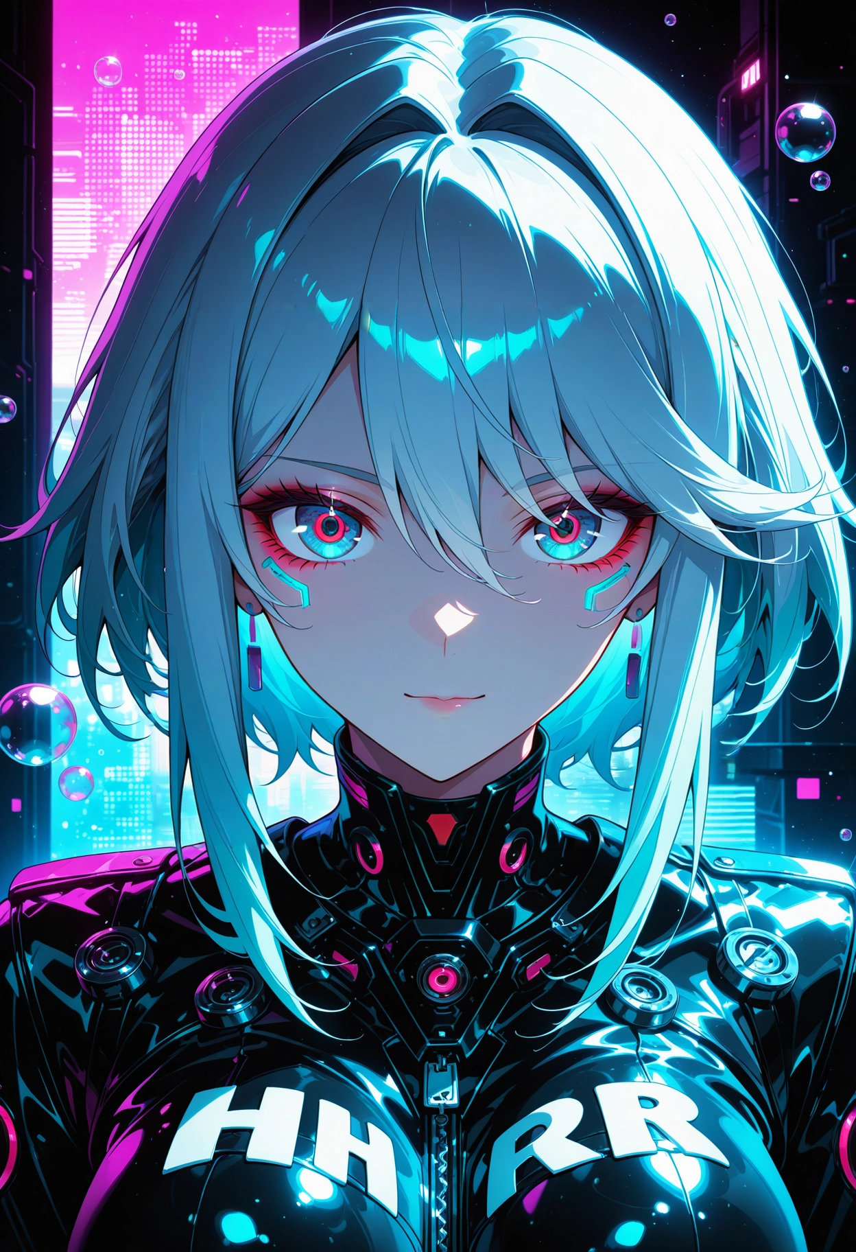 1girl, solo, looking at viewer, bodysuit, makeup, eyeshadow · Yamete.gg