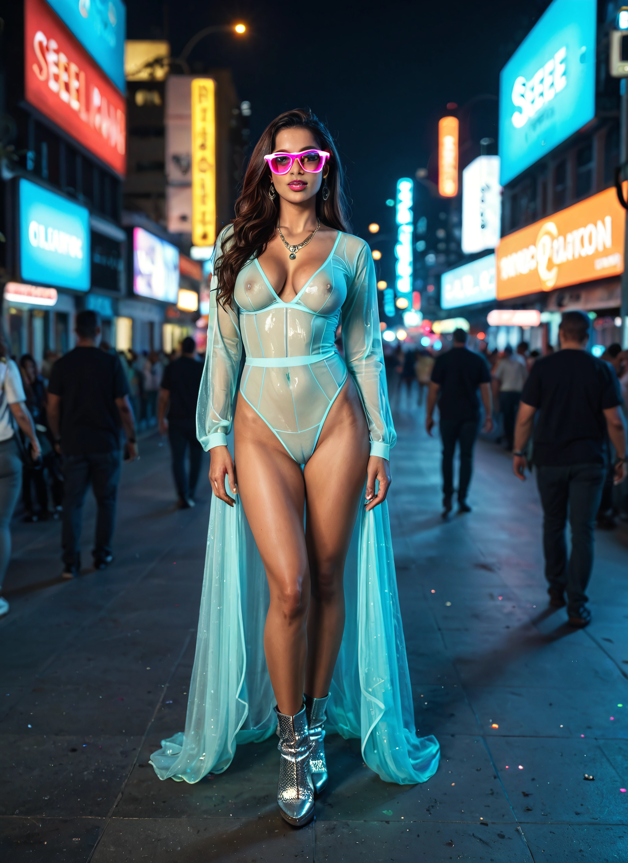 breasts, 1girl, jewelry, see-through, nipples, necklace · Yamete.gg