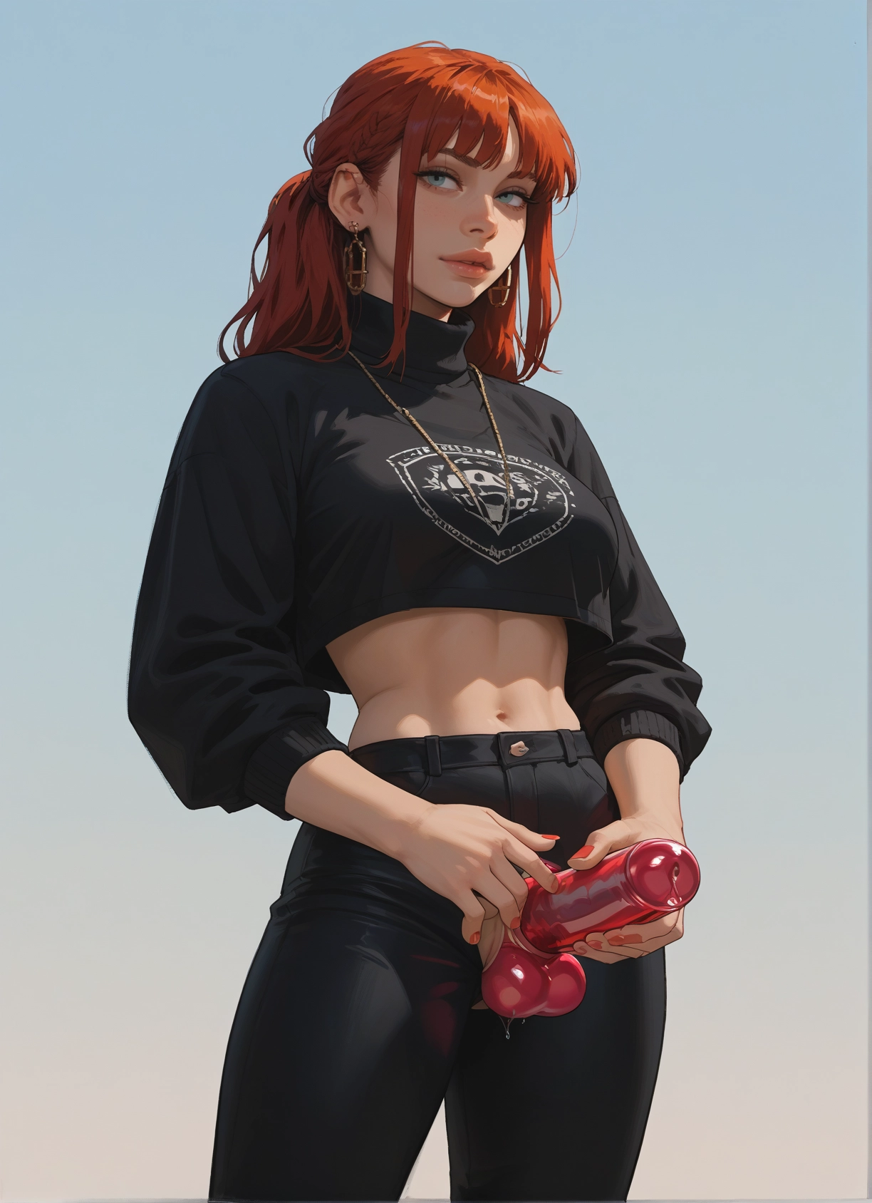 futanari, 1girl, jewelry, earrings, solo, sex toy · Yamete.gg