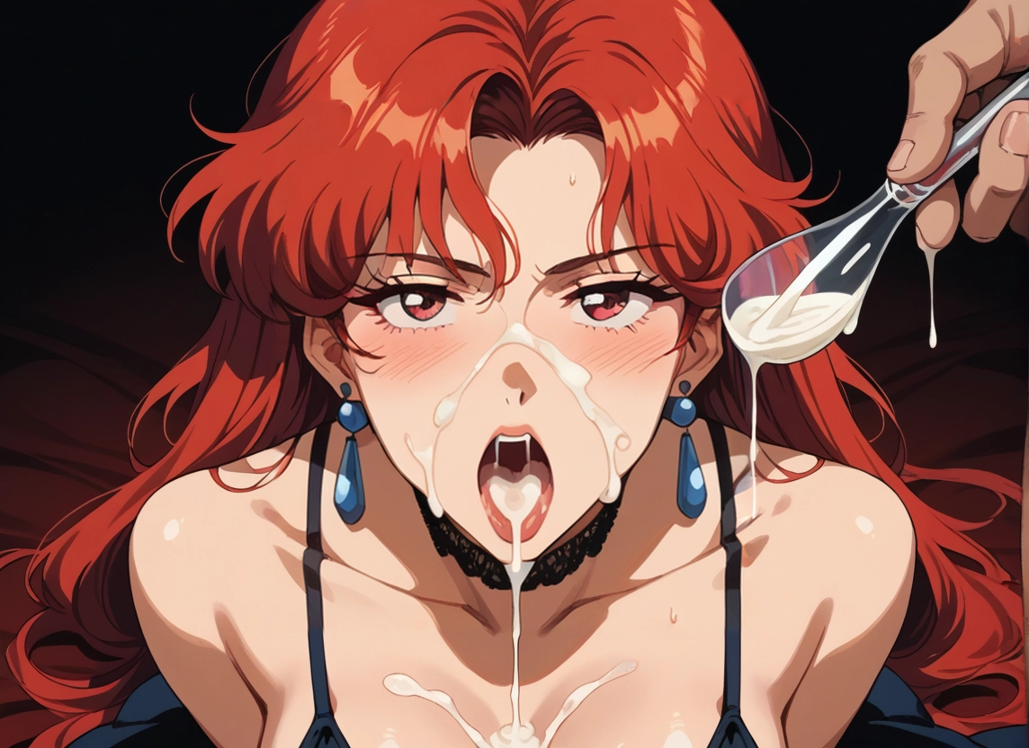1girl, jewelry, earrings, red hair, red eyes, blush · Yamete.gg