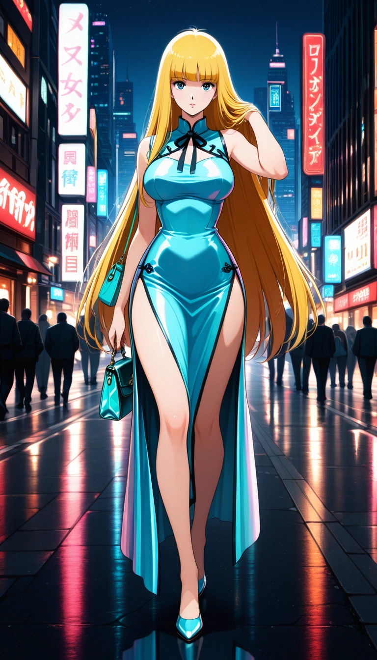 long hair, blonde hair, dress, 1girl, bag, chinese clothes · Yamete.gg