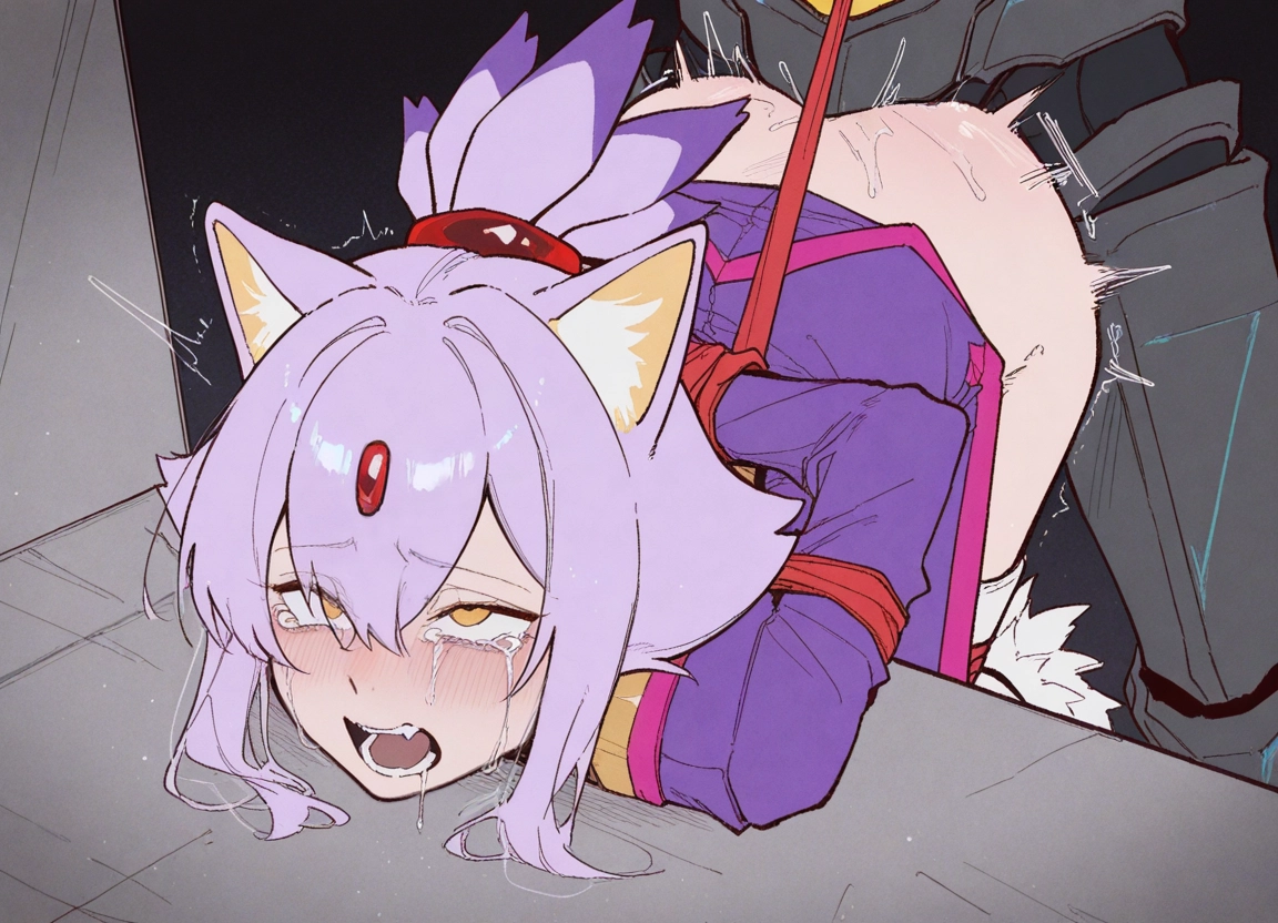 1girl, hetero, 1boy, animal ears, bound, rope