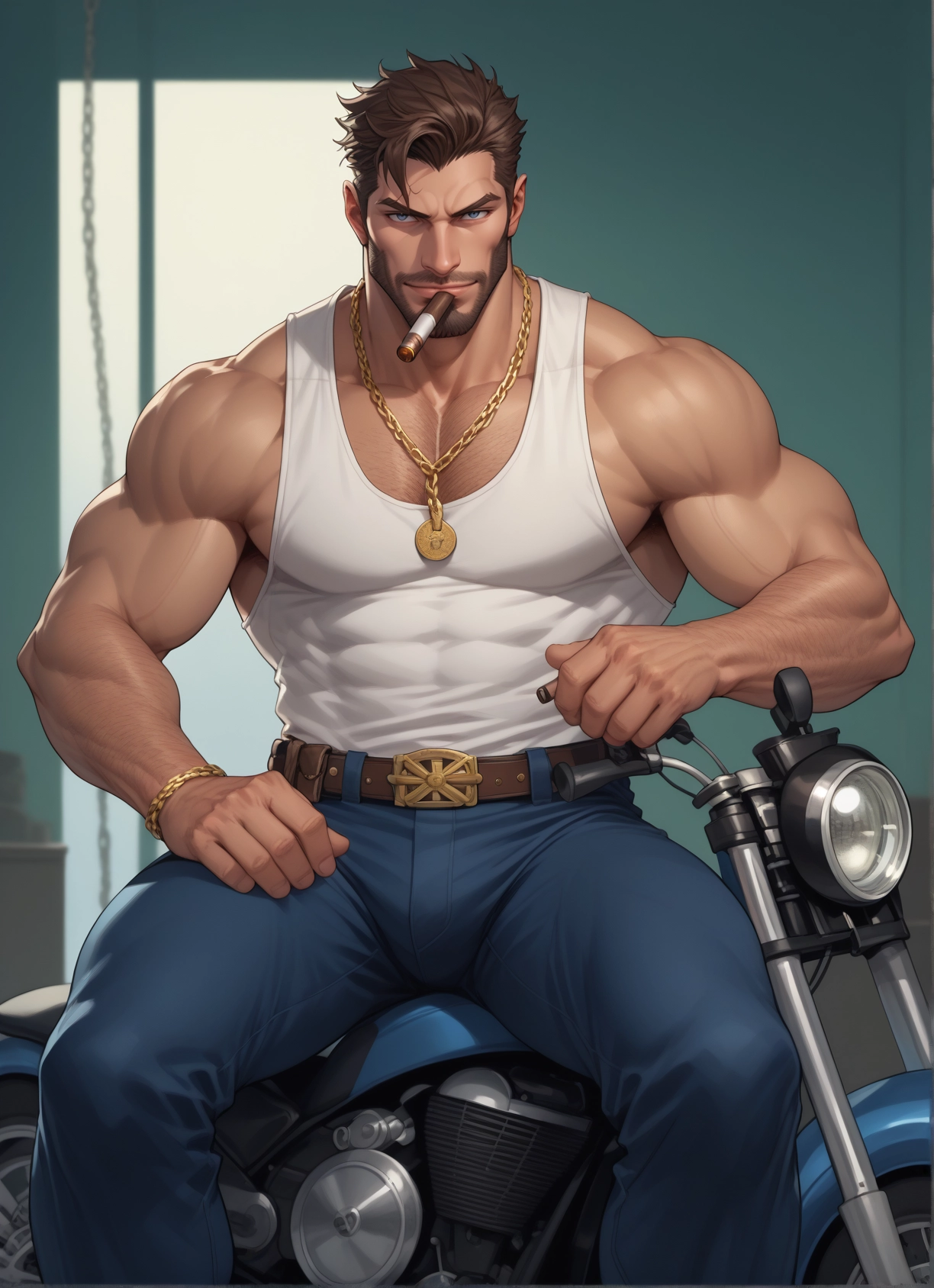 bara, male focus, muscular, 1boy, muscular male, solo · Yamete.gg