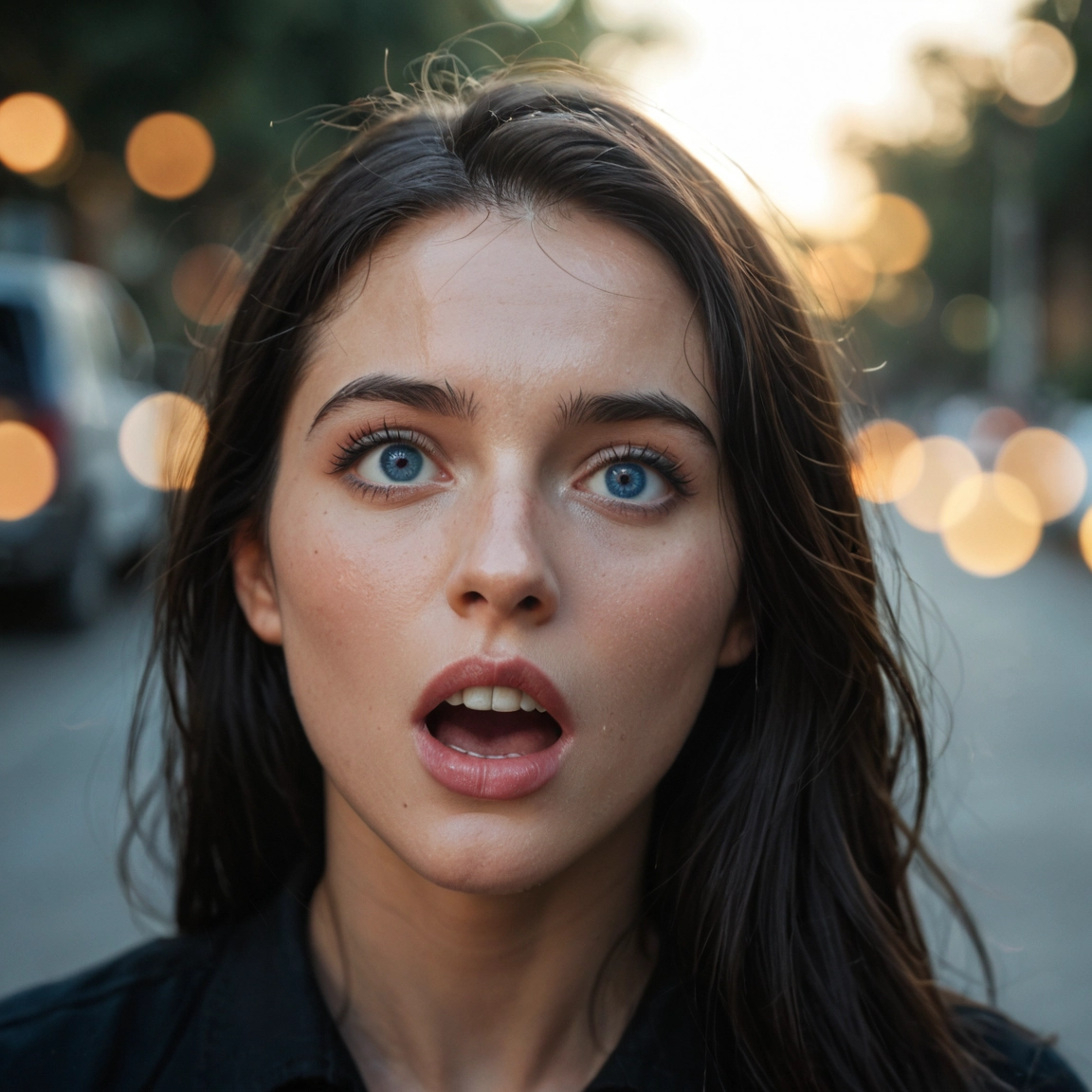 1girl, solo, blue eyes, open mouth, looking at viewer, realistic · Yamete.gg
